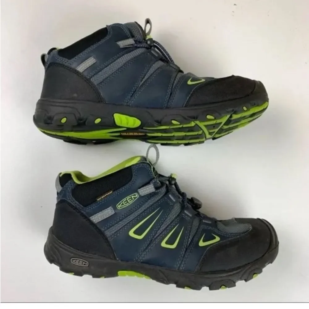 Keen Waterproof Hiking Athletic Boots Youth ' Gray and Lime Sneakers Sz 6US